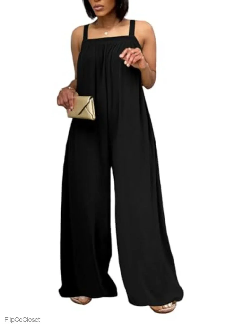 Sleeveless Wide Leg Jumpsuit Casual Summer Loose Romper with Pockets